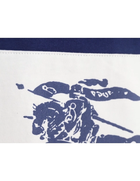 Burberry white horizontal striped war horse print short sleeves,Burberry