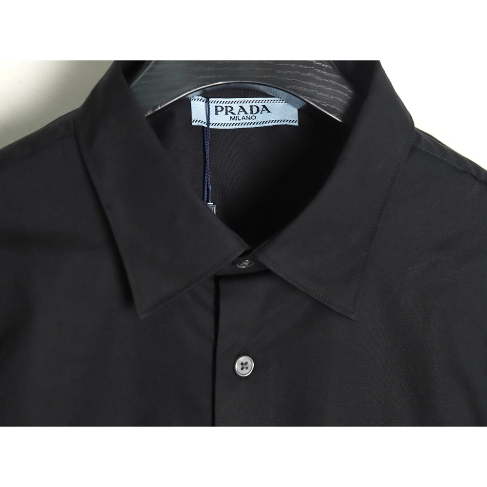 Prada Embroidered Lettering Poplin Long Sleeve Shirt TSK1,Prada