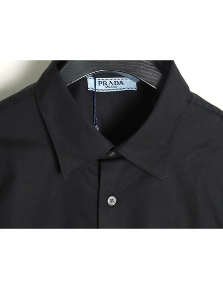 Prada Embroidered Lettering Poplin Long Sleeve Shirt TSK1,Prada