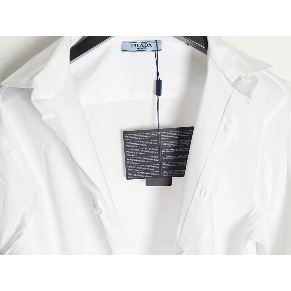 Prada Embroidered Lettering Poplin Long Sleeve Shirt,Prada