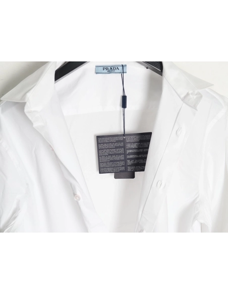 Prada Embroidered Lettering Poplin Long Sleeve Shirt,Prada