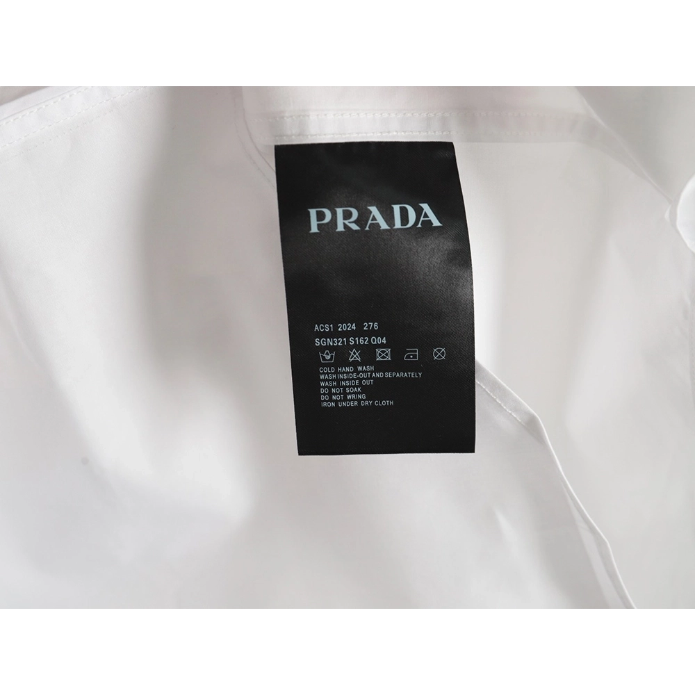 Prada Embroidered Lettering Poplin Long Sleeve Shirt,Prada
