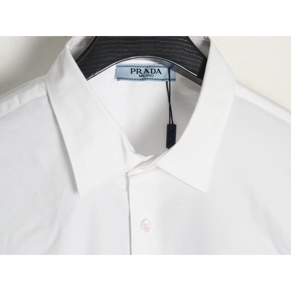 Prada Embroidered Lettering Poplin Long Sleeve Shirt,Prada