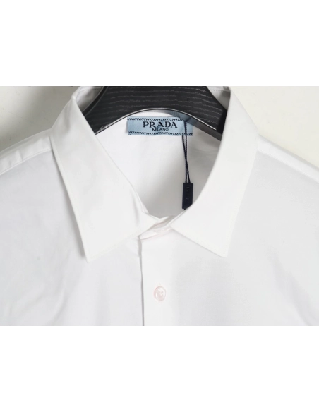 Prada Embroidered Lettering Poplin Long Sleeve Shirt,Prada