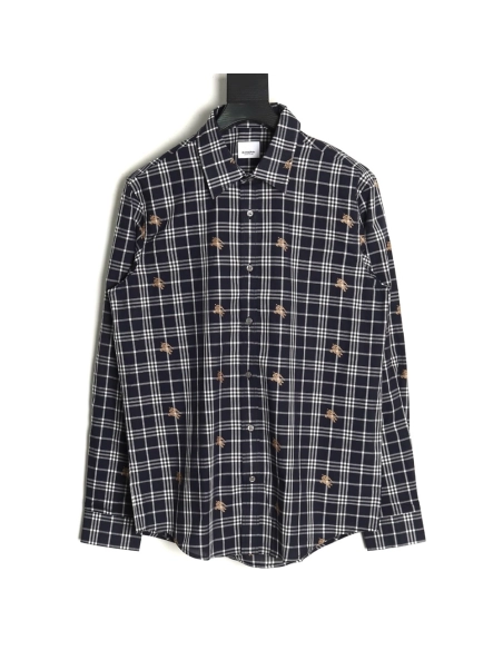 Burberry all over print war horse plaid long sleeve shirt TSK2,Burberry