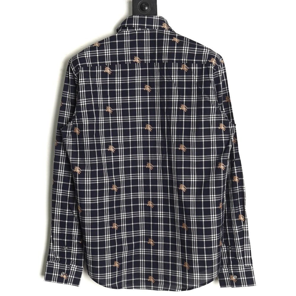 Burberry all over print war horse plaid long sleeve shirt TSK2,Burberry
