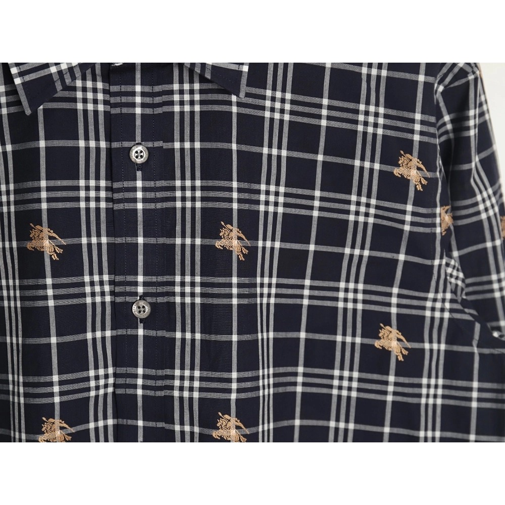 Burberry all over print war horse plaid long sleeve shirt TSK2,Burberry