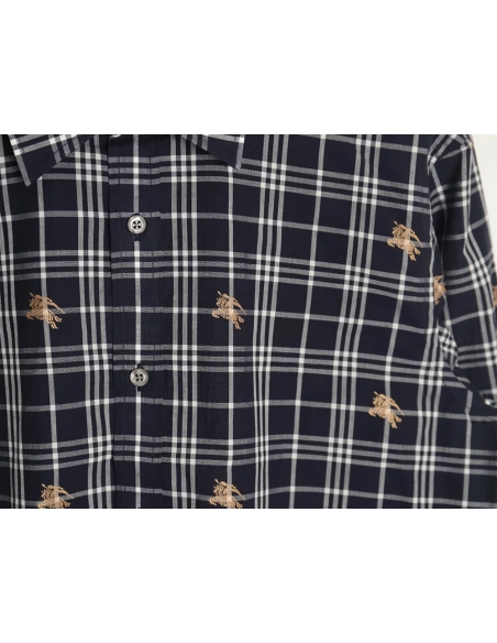 Burberry all over print war horse plaid long sleeve shirt TSK2,Burberry