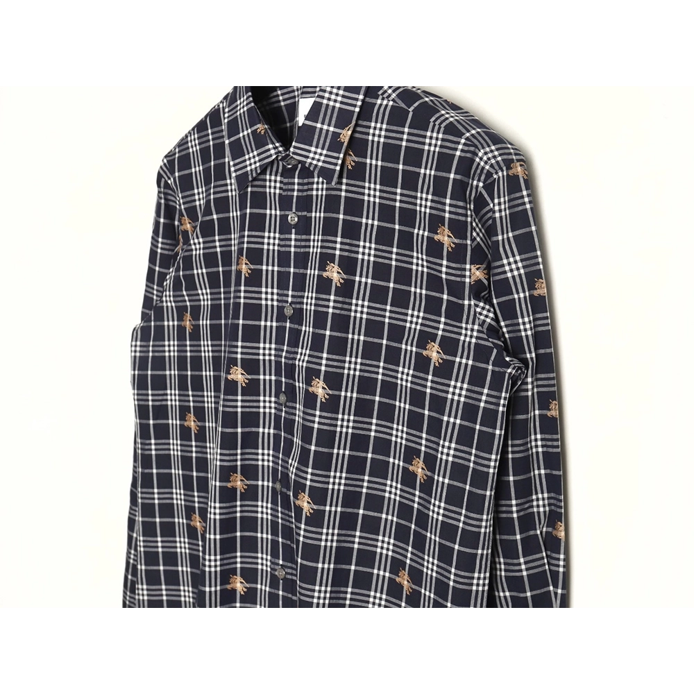 Burberry all over print war horse plaid long sleeve shirt TSK2,Burberry