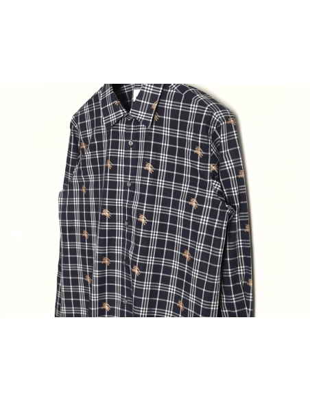Burberry all over print war horse plaid long sleeve shirt TSK2,Burberry