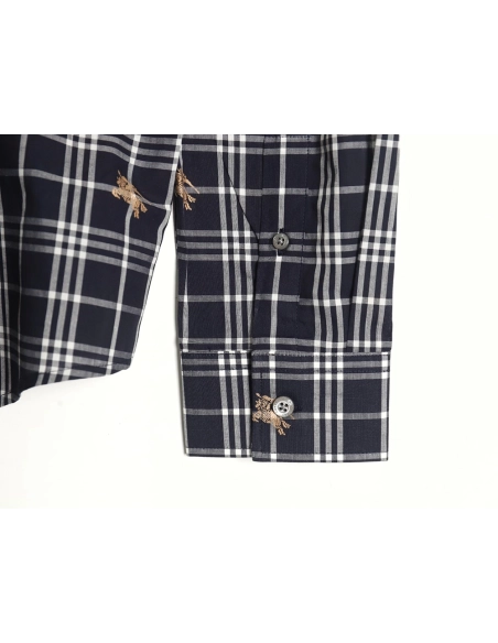 Burberry all over print war horse plaid long sleeve shirt TSK2,Burberry