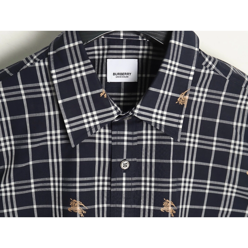 Burberry all over print war horse plaid long sleeve shirt TSK2,Burberry