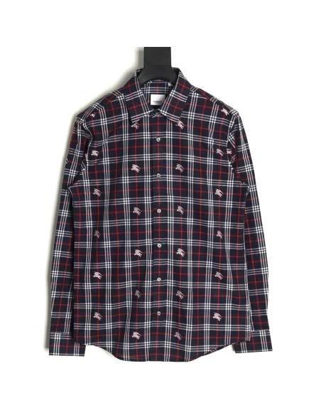 Burberry all over print war horse plaid long sleeve shirt TSK1,Burberry