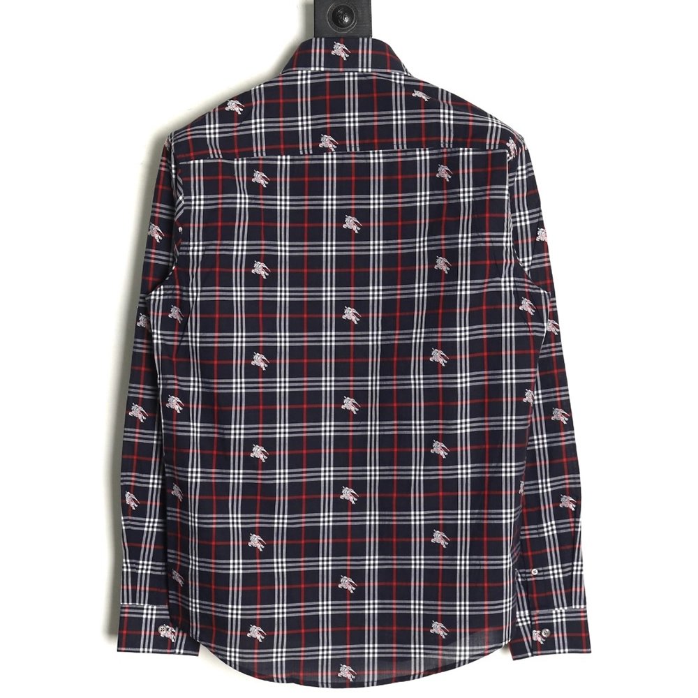 Burberry all over print war horse plaid long sleeve shirt TSK1,Burberry