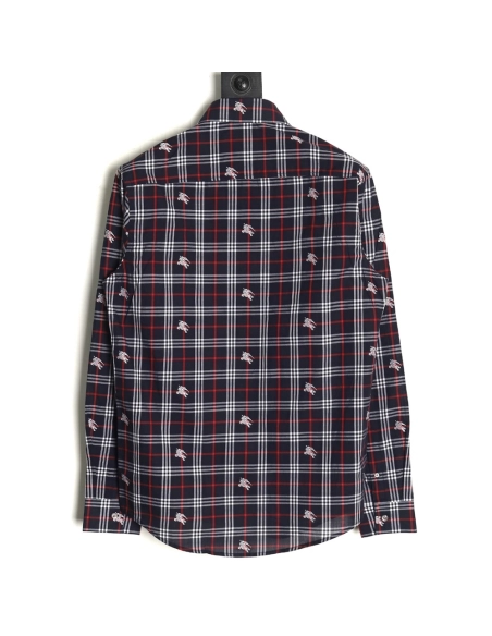 Burberry all over print war horse plaid long sleeve shirt TSK1,Burberry
