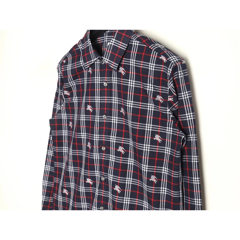 Burberry all over print war horse plaid long sleeve shirt TSK1,Burberry