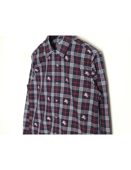 Burberry all over print war horse plaid long sleeve shirt TSK1,Burberry