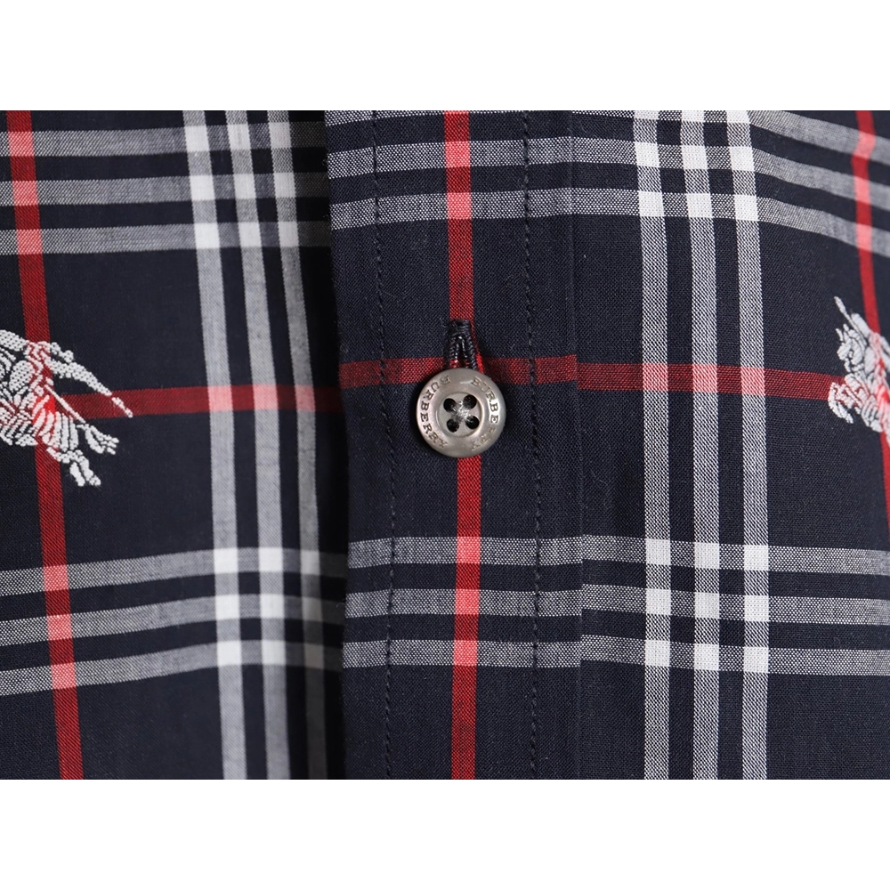 Burberry all over print war horse plaid long sleeve shirt TSK1,Burberry