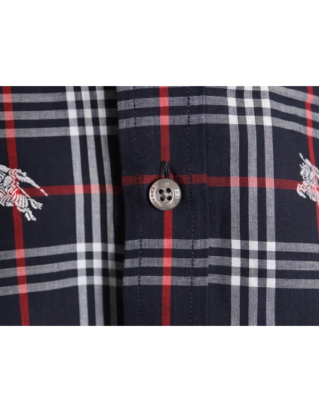 Burberry all over print war horse plaid long sleeve shirt TSK1,Burberry