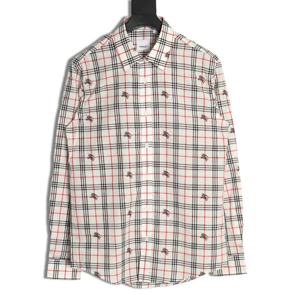 Burberry all over print war horse plaid long sleeve shirt,Burberry