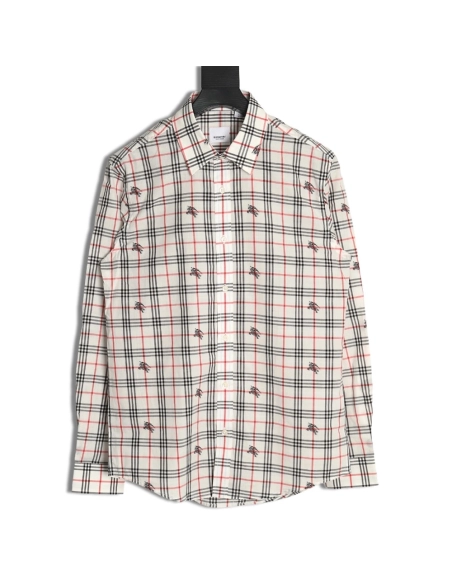 Burberry all over print war horse plaid long sleeve shirt,Burberry