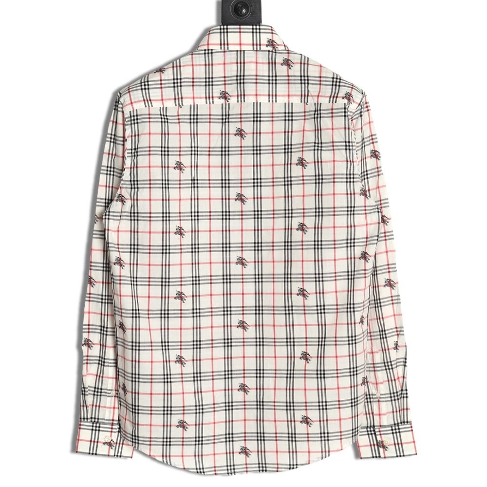 Burberry all over print war horse plaid long sleeve shirt,Burberry