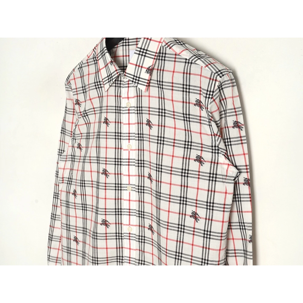 Burberry all over print war horse plaid long sleeve shirt,Burberry