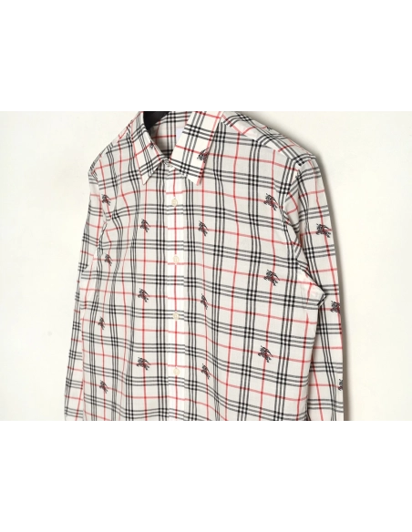 Burberry all over print war horse plaid long sleeve shirt,Burberry