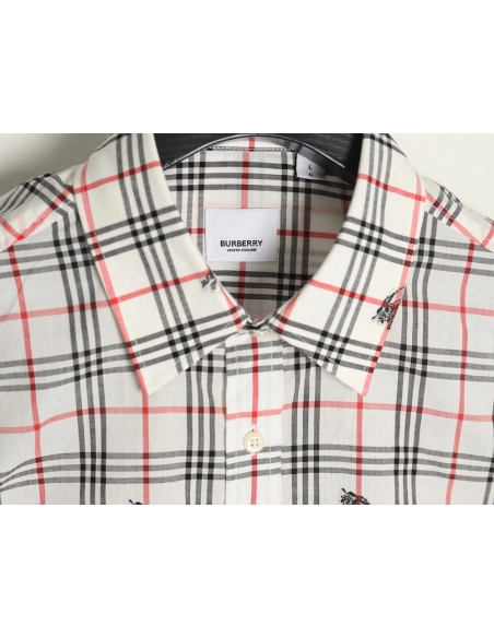 Burberry all over print war horse plaid long sleeve shirt,Burberry