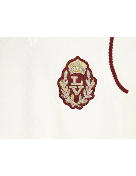 Louis Vuitton badge contrast lettering embroidered knitted vest,Chanel