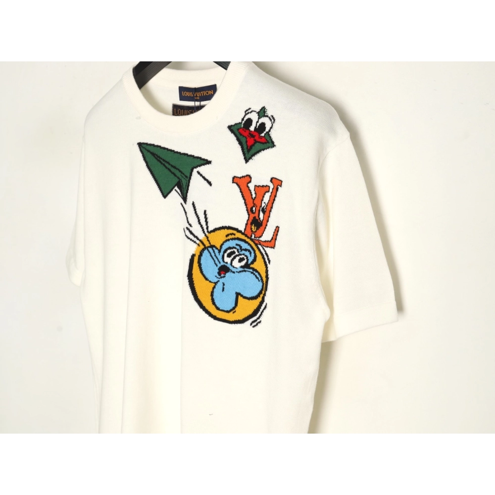 Louis Vuitton Airplane Jacquard Crew Neck Knit Short Sleeves,Louis Vuitton