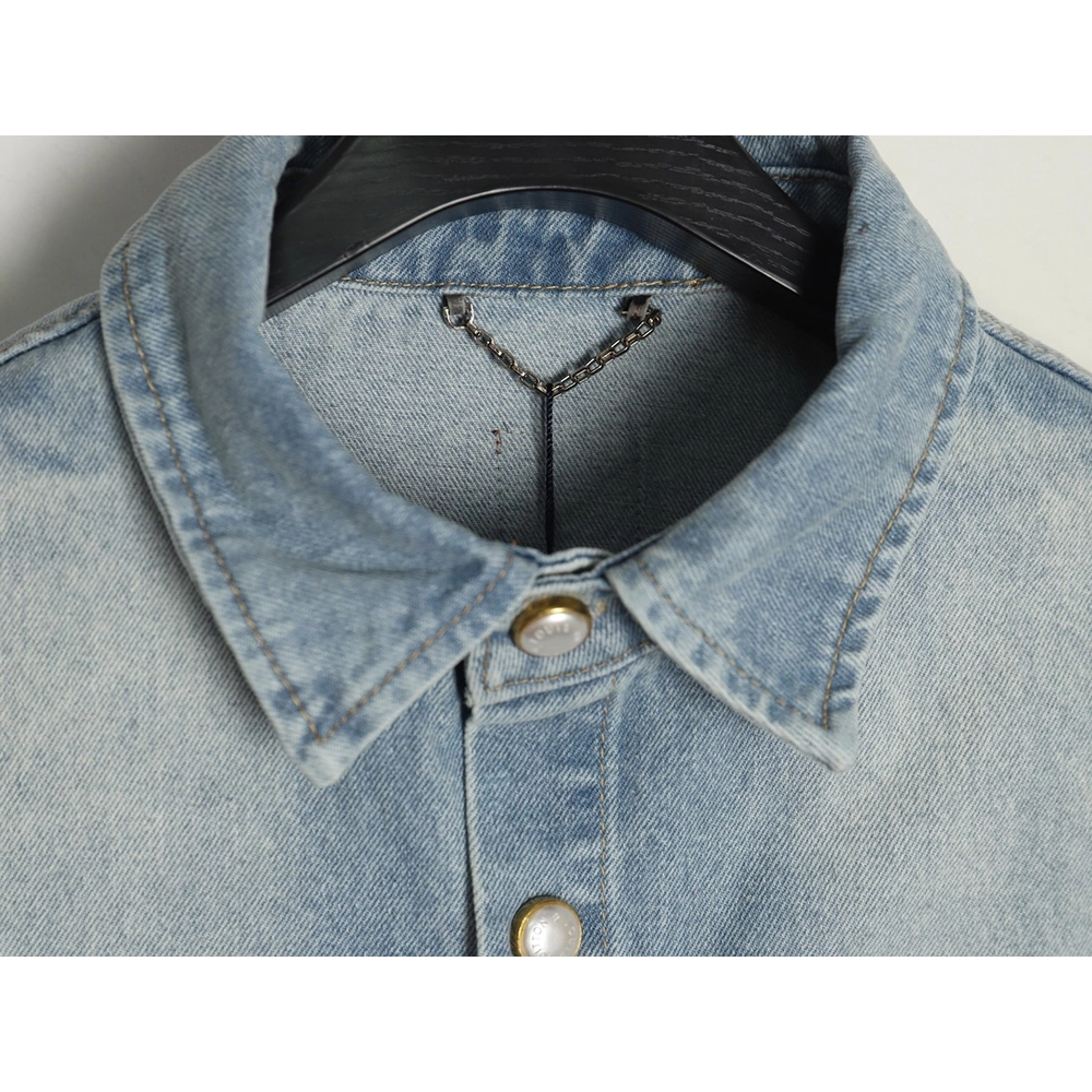 Louis Vuitton Embroidered Pocket Denim Short Sleeve Shirt Jacket,Louis Vuitton T Shirt,Tshirt,APPAREL