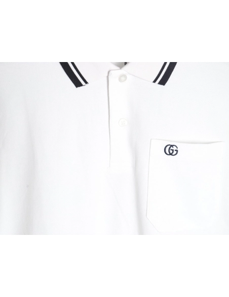 Gucci Pocket Double G embroidered shortsleeved polo shirt,Gucci Polo Shirt,Shirt,APPAREL