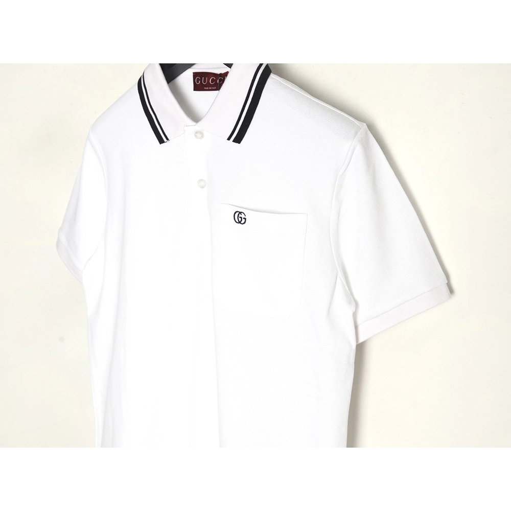 Gucci Pocket Double G embroidered shortsleeved polo shirt,Gucci Polo Shirt,Shirt,APPAREL
