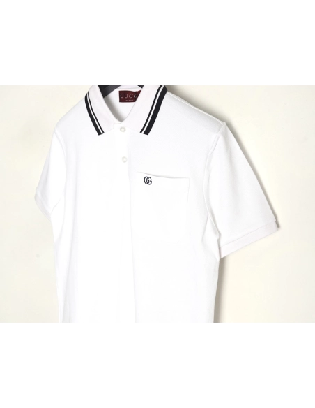 Gucci Pocket Double G embroidered shortsleeved polo shirt,Gucci Polo Shirt,Shirt,APPAREL