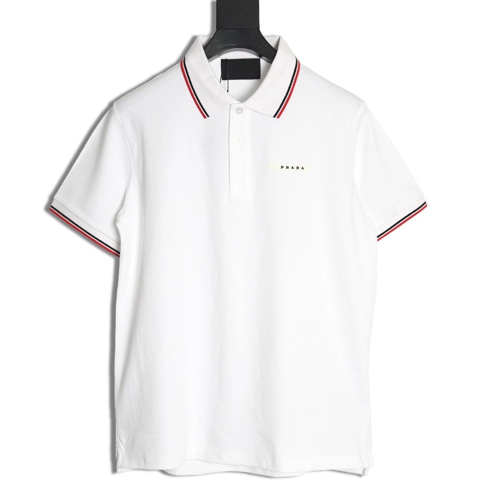 Prada Pocket Silicone Trim Short Sleeve Polo Shirt,Prada Shirt,Shirt,APPAREL