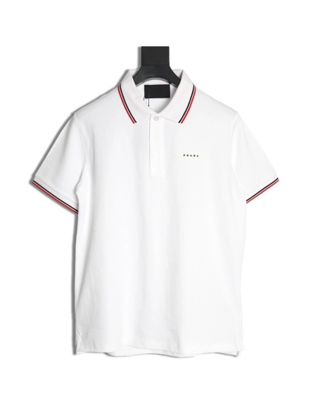 Prada Pocket Silicone Trim Short Sleeve Polo Shirt,Prada Shirt,Shirt,APPAREL