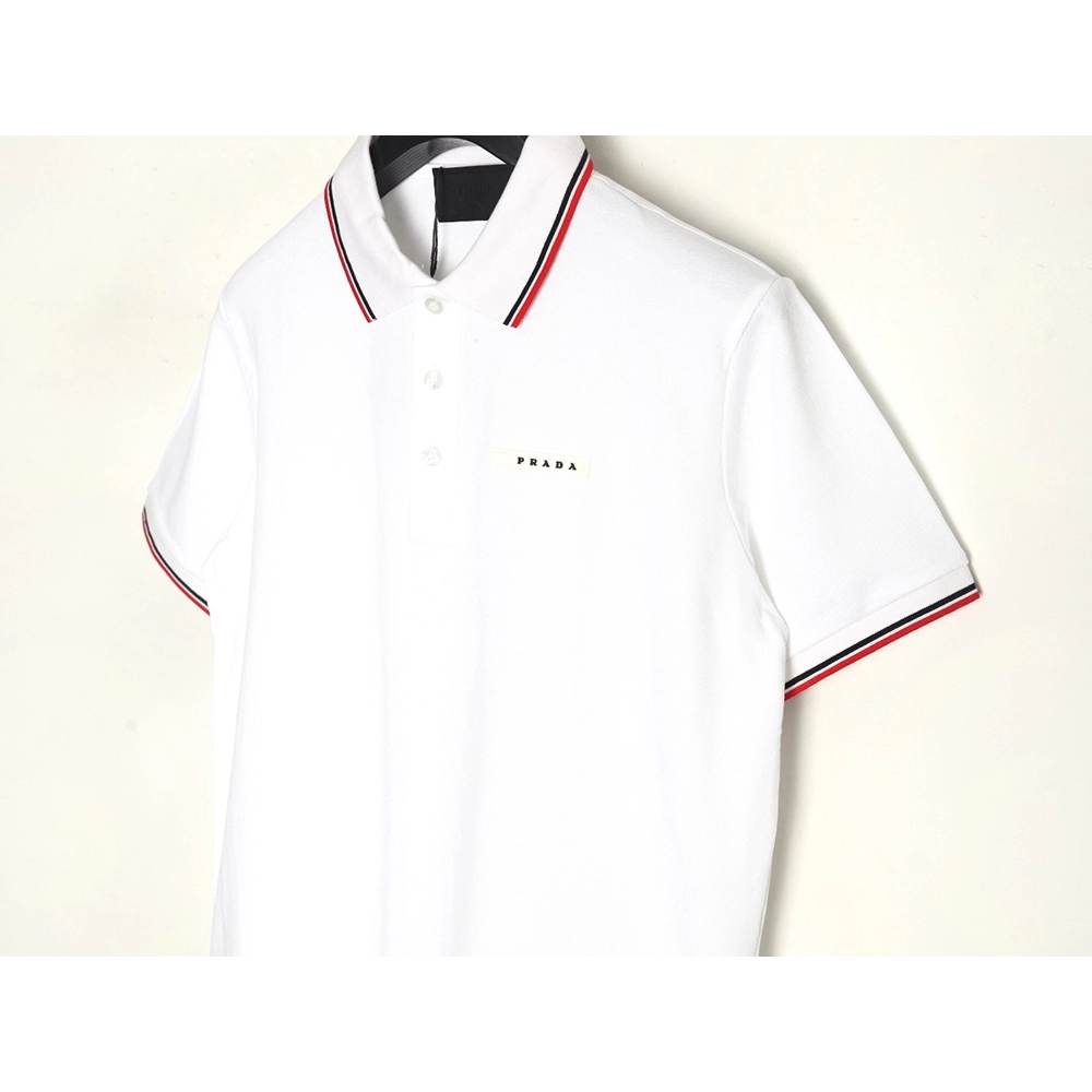 Prada Pocket Silicone Trim Short Sleeve Polo Shirt,Prada Shirt,Shirt,APPAREL