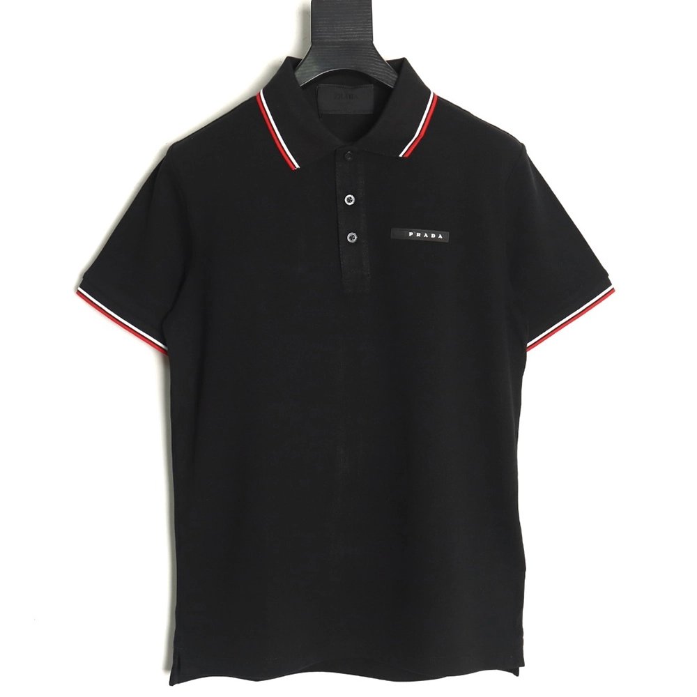 Prada Pocket Silicone Trim Short Sleeve Polo Shirt,Prada Shirt,Shirt,APPAREL