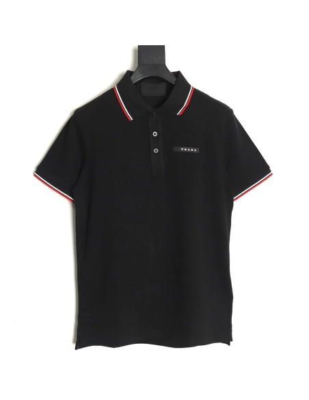 Prada Pocket Silicone Trim Short Sleeve Polo Shirt,Prada Shirt,Shirt,APPAREL