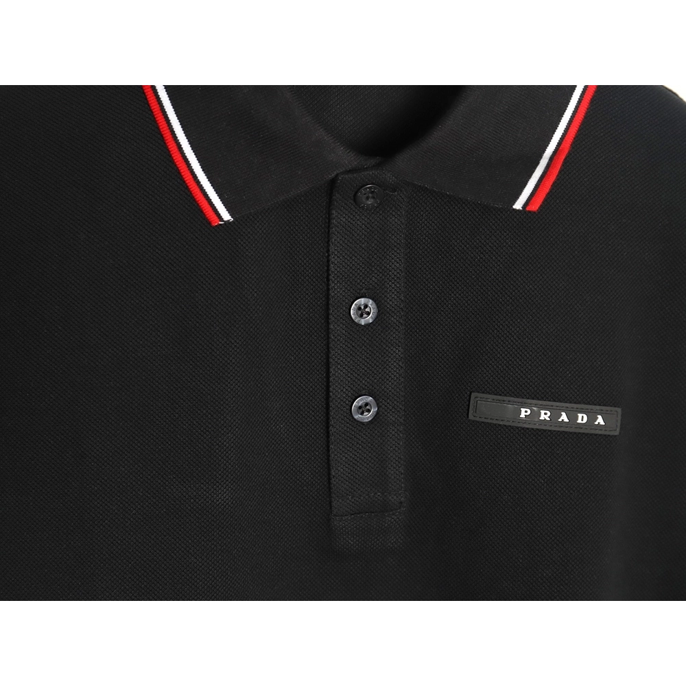 Prada Pocket Silicone Trim Short Sleeve Polo Shirt,Prada Shirt,Shirt,APPAREL