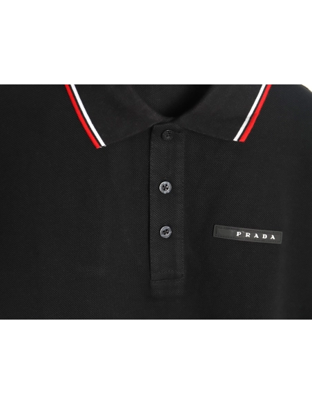 Prada Pocket Silicone Trim Short Sleeve Polo Shirt,Prada Shirt,Shirt,APPAREL