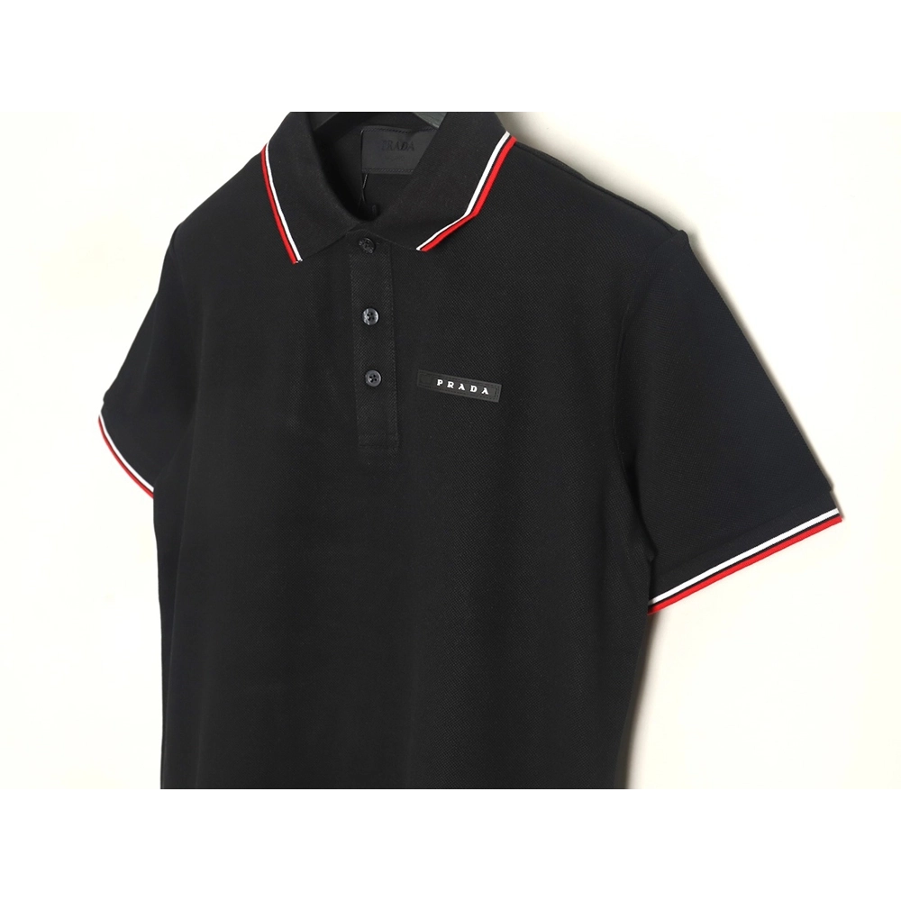 Prada Pocket Silicone Trim Short Sleeve Polo Shirt,Prada Shirt,Shirt,APPAREL