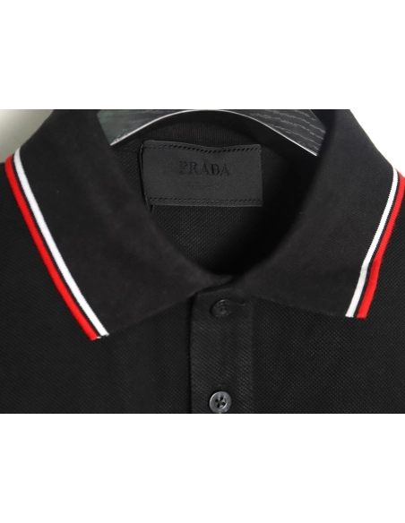 Prada Pocket Silicone Trim Short Sleeve Polo Shirt,Prada Shirt,Shirt,APPAREL