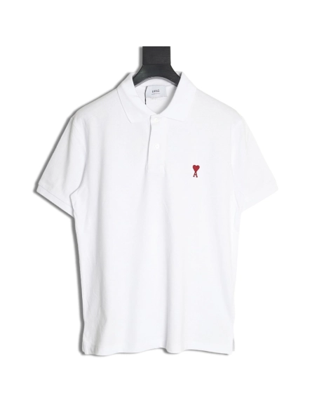 Ami Paris love embroidered Polo short sleeves,Ami Shirt,Shirt,APPAREL
