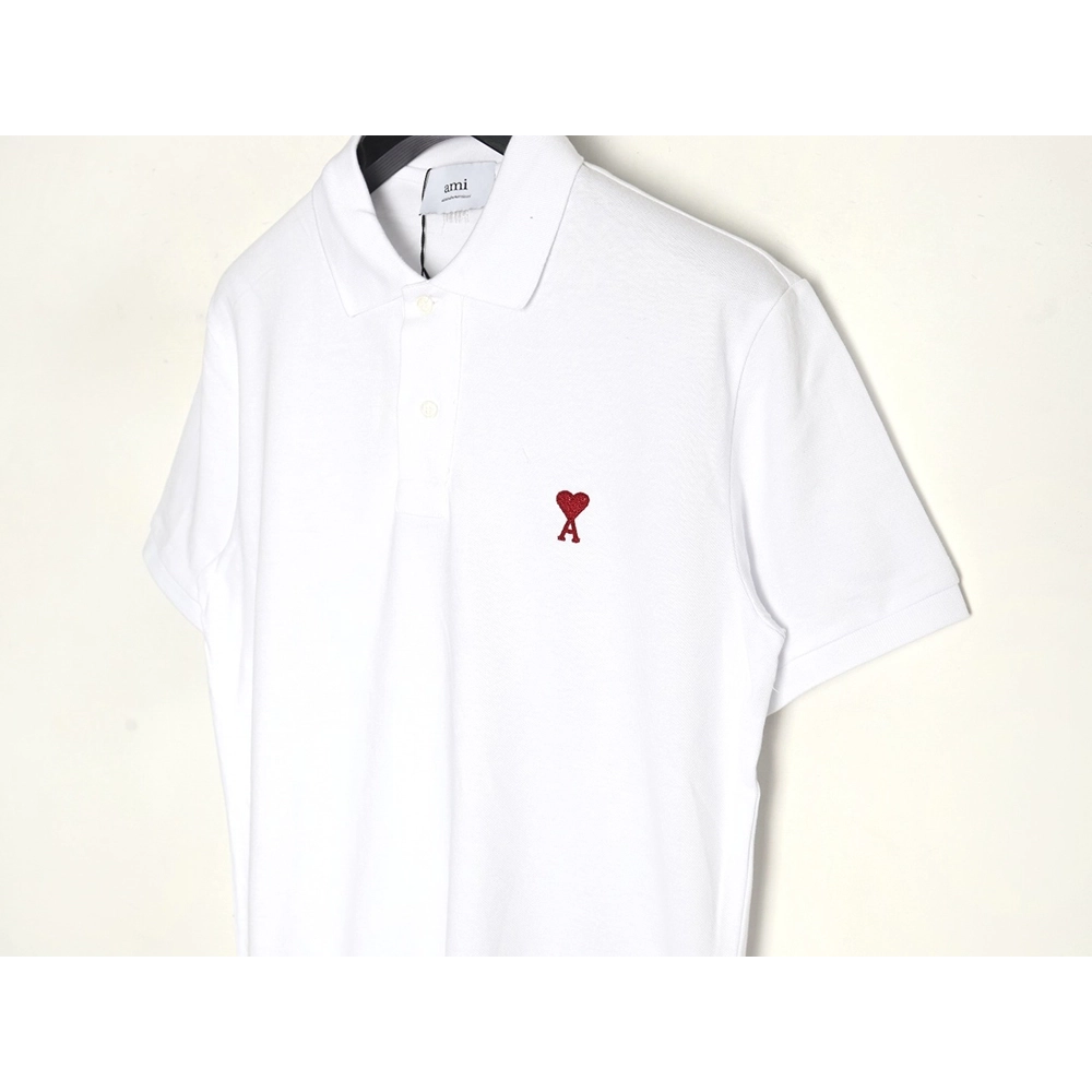 Ami Paris love embroidered Polo short sleeves,Ami Shirt,Shirt,APPAREL