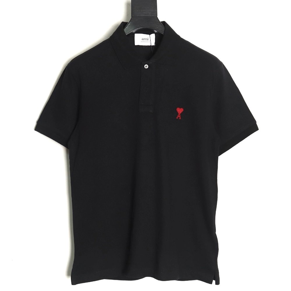 Ami Paris love embroidered Polo short sleeves,Ami Shirt,Shirt,APPAREL