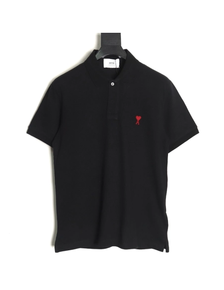Ami Paris love embroidered Polo short sleeves,Ami Shirt,Shirt,APPAREL