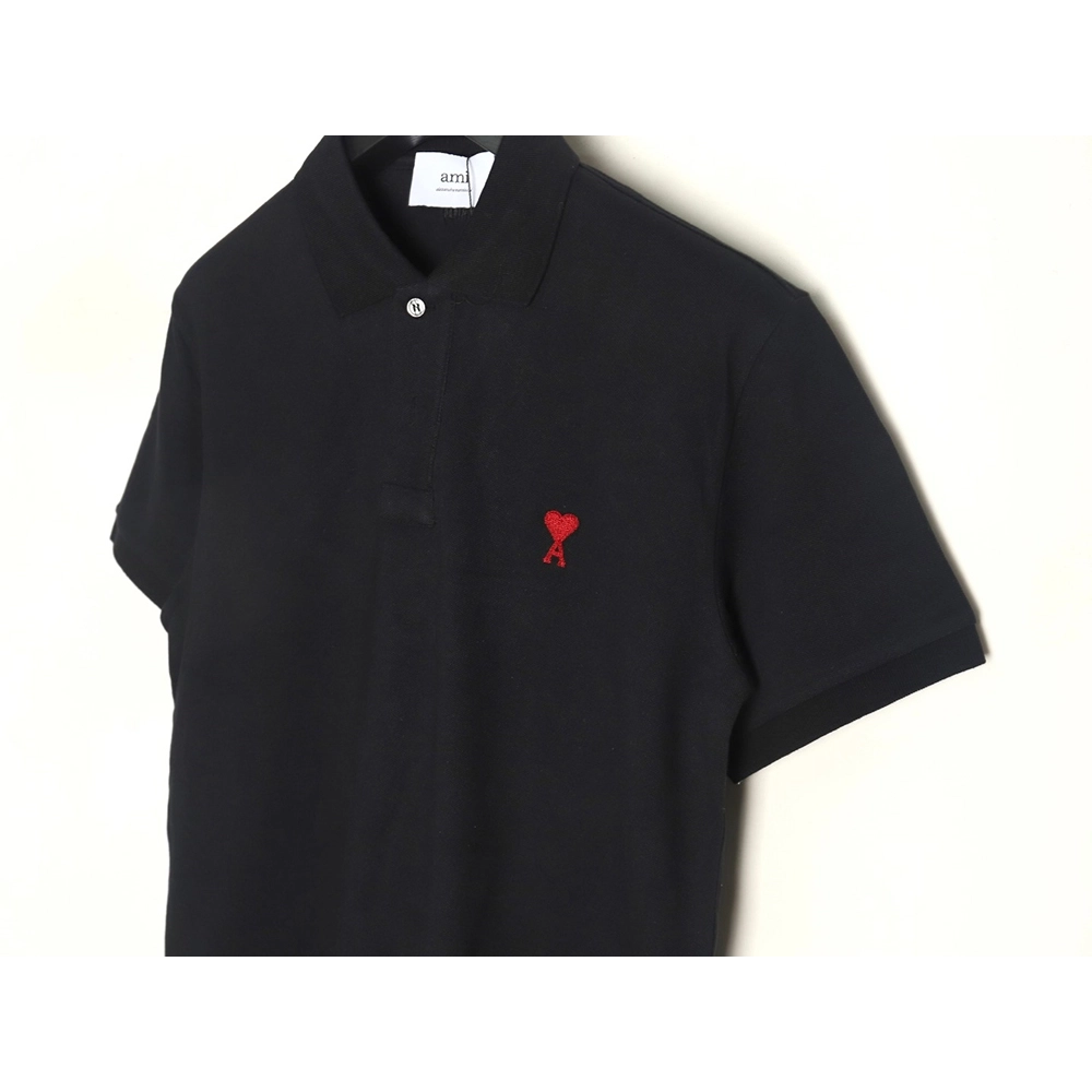 Ami Paris love embroidered Polo short sleeves,Ami Shirt,Shirt,APPAREL