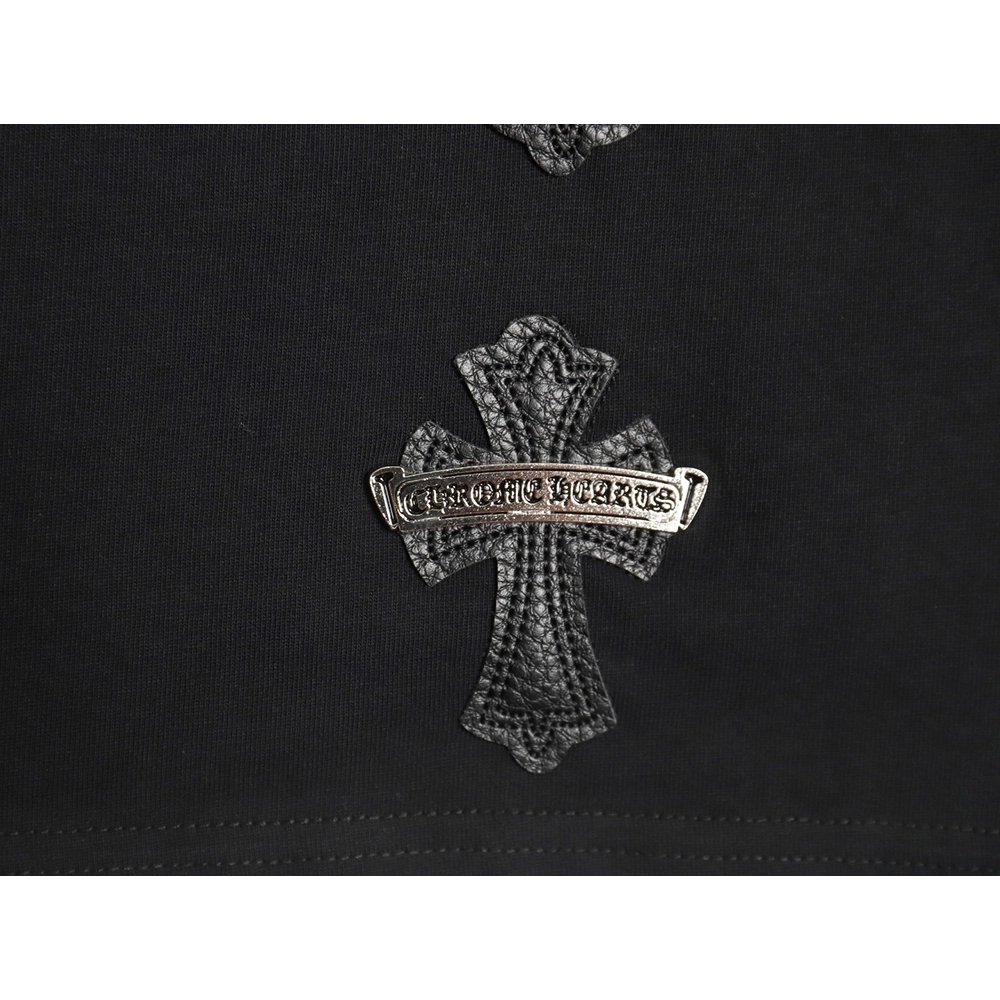 Chrome Hearts leather label shortsleeved Tshirt,Chrome Hearts T Shirt,Tshirt,APPAREL